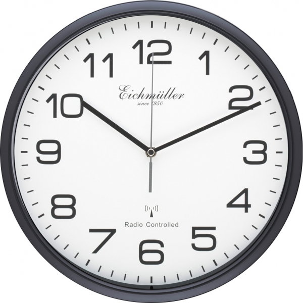 Funk-Wanduhr scharz metallic